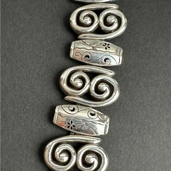 Brighton Bracelet Pablo's Passion Scroll Floral Wide Link Silver Plated 7.5" - Picture 4 of 10